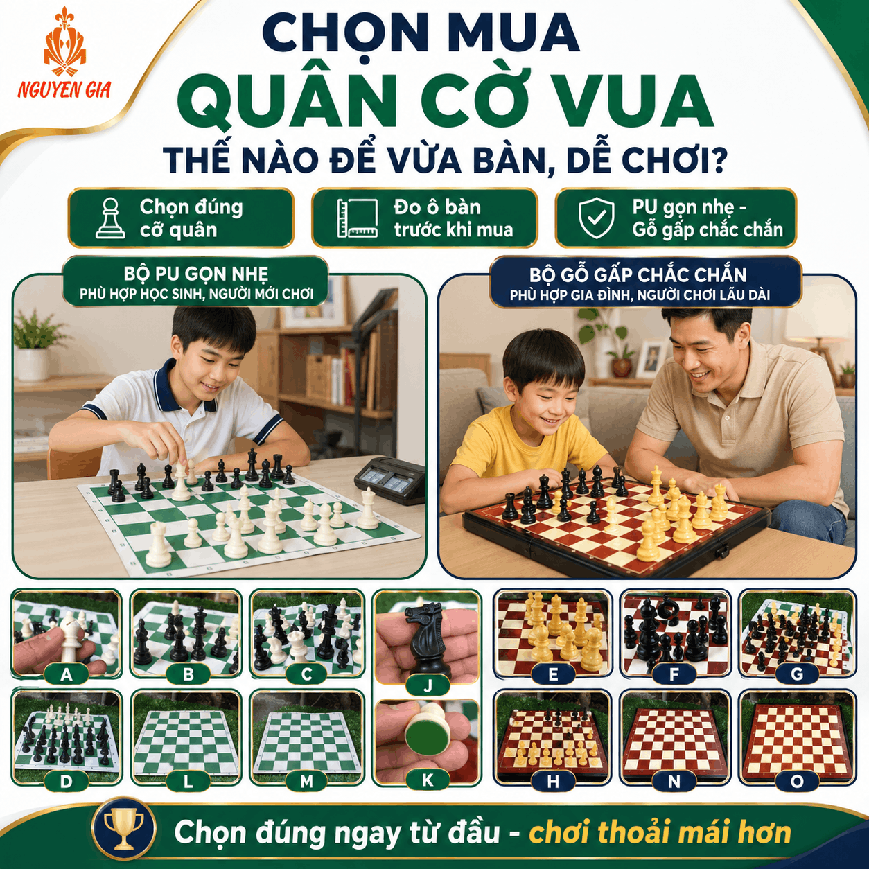 Chọn Mua Quân Cờ Vua: Cỡ 7,5 Hay 9,5 cm, PP Hay Mica?
