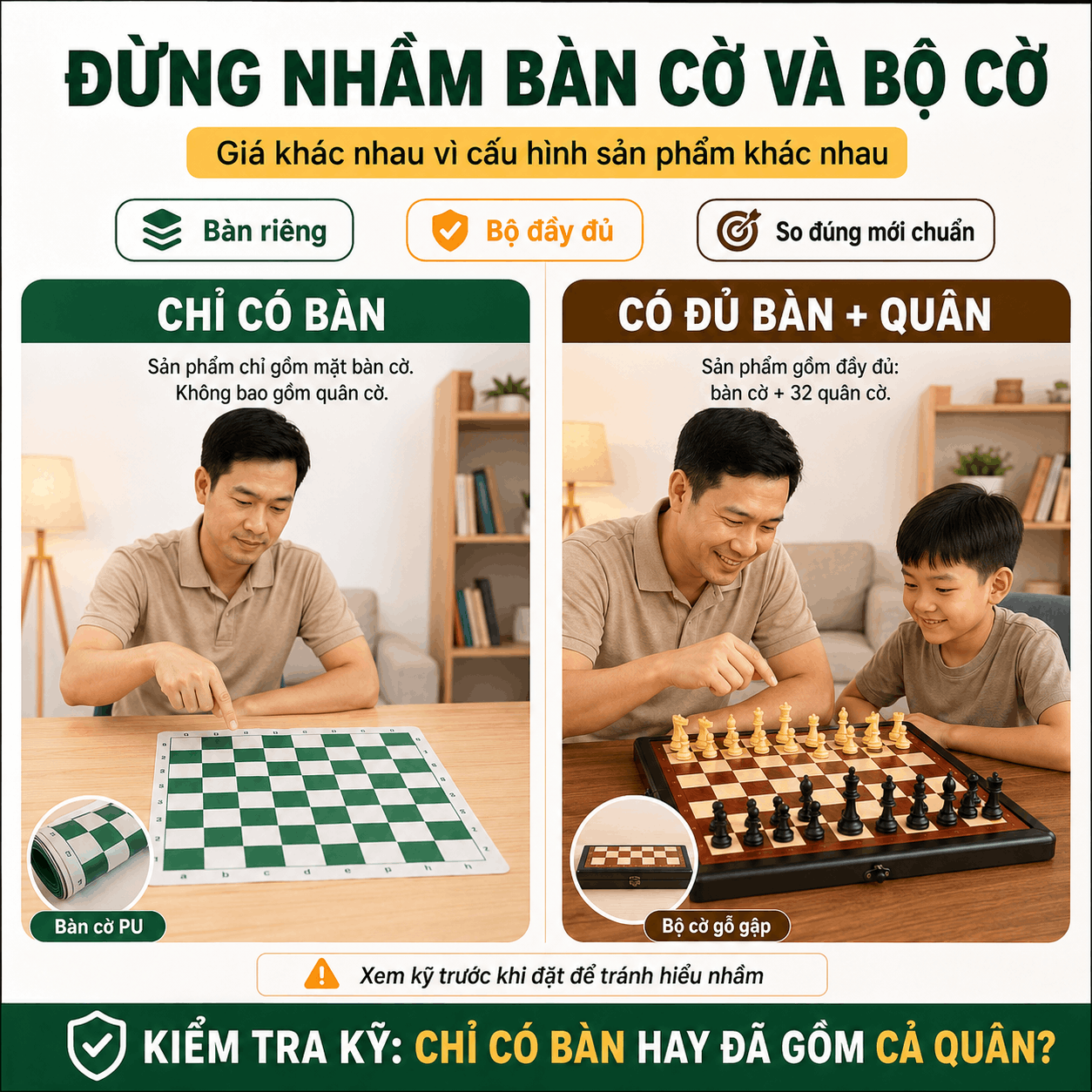 Gi&aacute; B&agrave;n Cờ Vua Bao Nhi&ecirc;u? So S&aacute;nh B&agrave;n Da PU V&agrave; B&agrave;n Gỗ