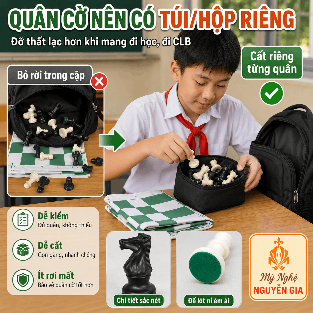 Mang Bộ Cờ Vua Đi Học, Đi Câu Lạc Bộ: Cách Cất Và Chuẩn Bị Để Không Mất Quân