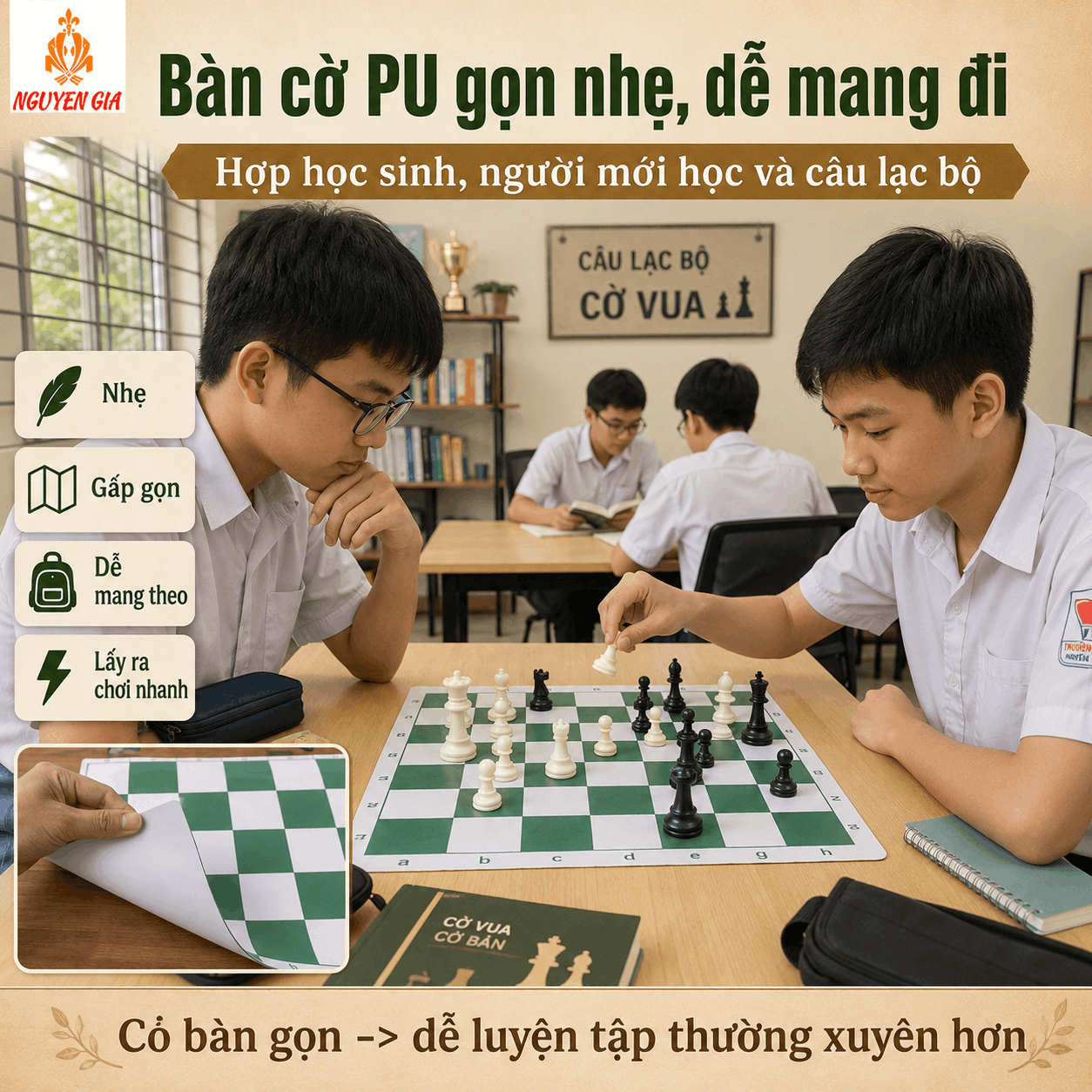 C&aacute;c Mẫu B&agrave;n Cờ Vua Phổ Biến: Da PU Hay Gỗ Hương?