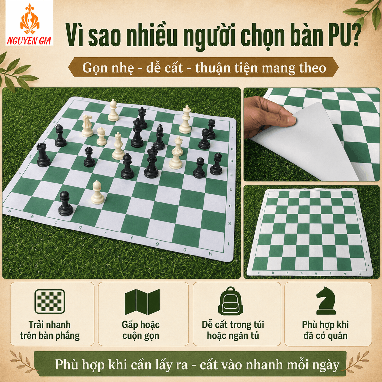 C&aacute;c Mẫu B&agrave;n Cờ Vua Phổ Biến: Da PU Hay Gỗ Hương?