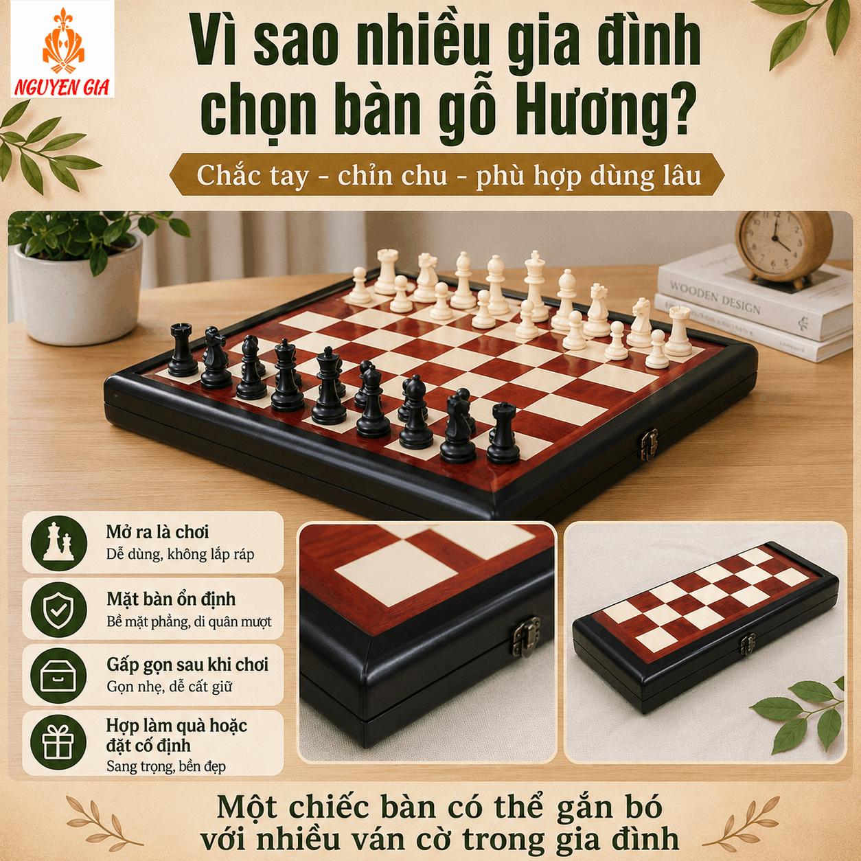 C&aacute;c Mẫu B&agrave;n Cờ Vua Phổ Biến: Da PU Hay Gỗ Hương?