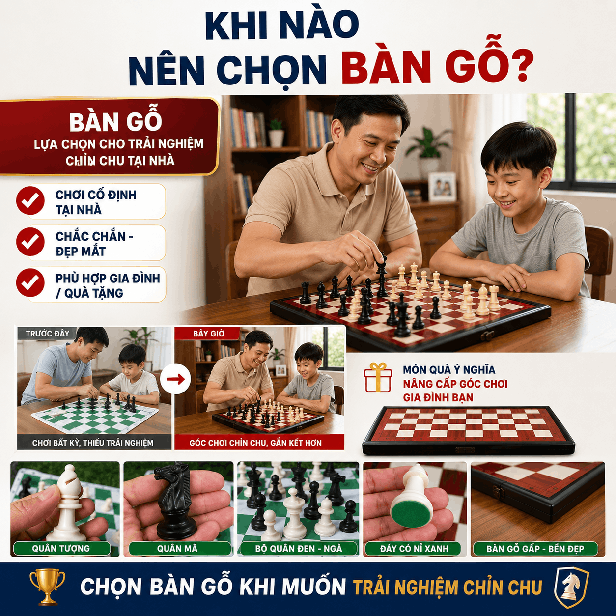 Mua Bàn Cờ Vua Nên Chọn Loại Nào? Bàn Da PU Hay Bàn Gỗ