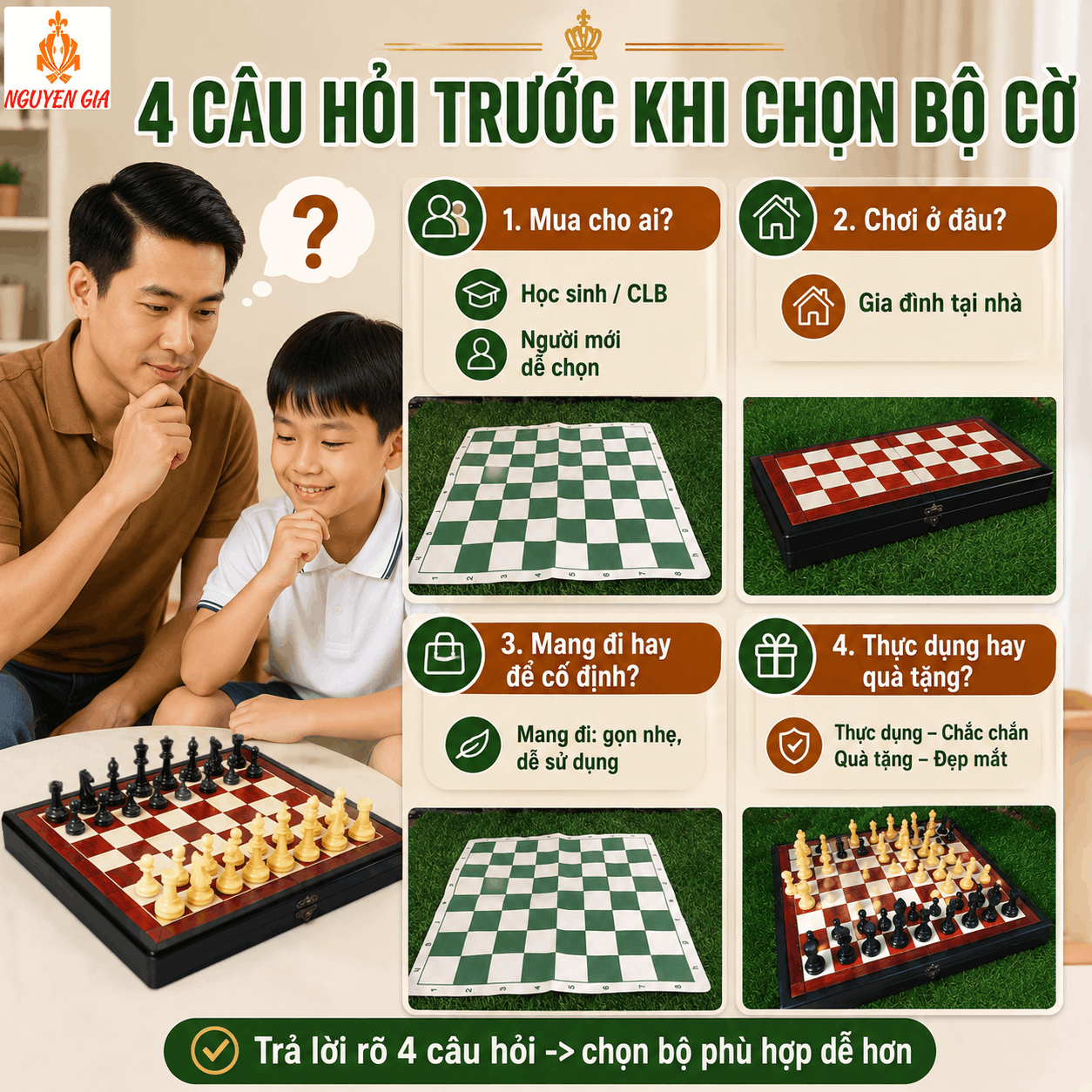 Chọn Bộ Cờ Vua Phù Hợp: Bàn Da, Bàn Gỗ, Quân PP Hay Mica?