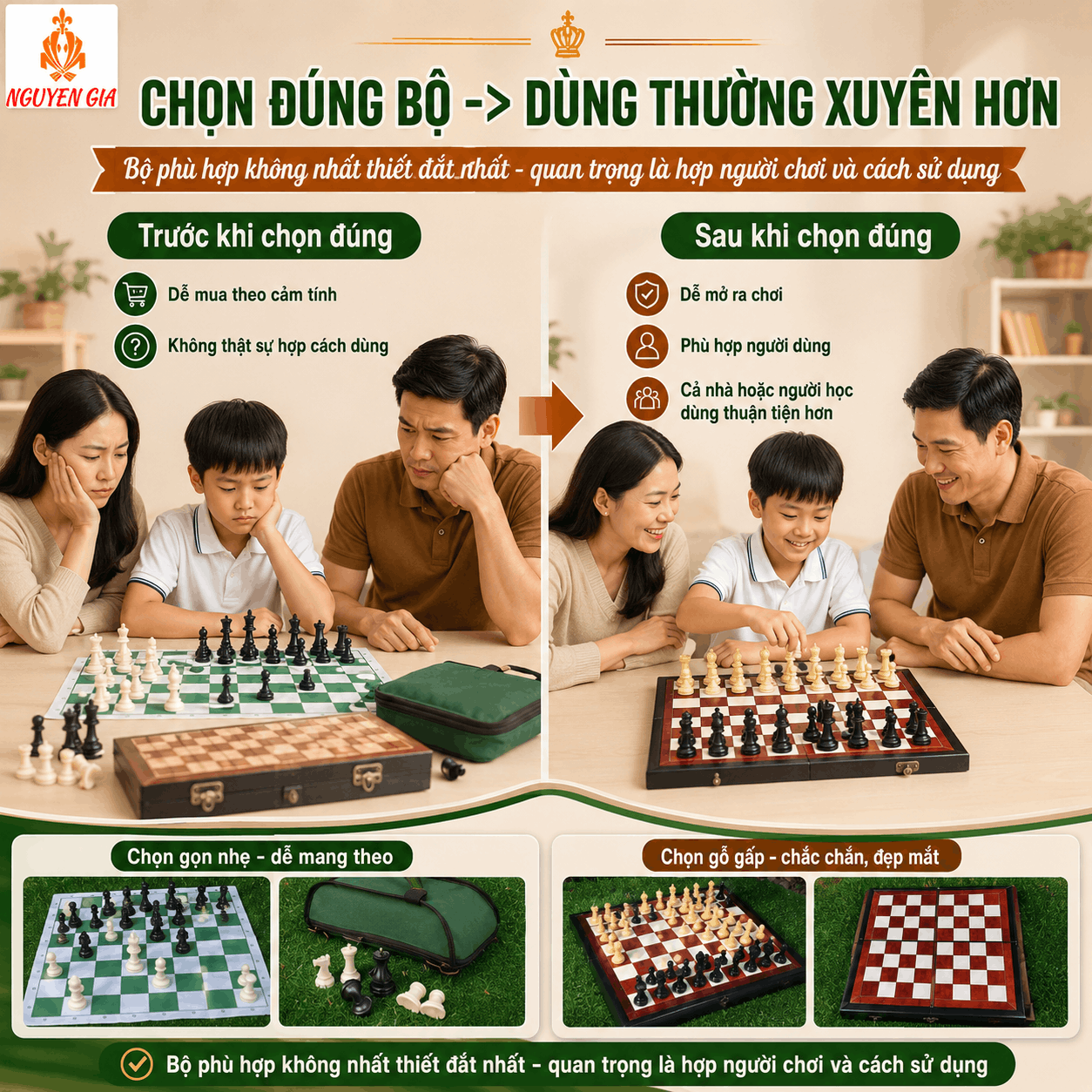 Chọn Bộ Cờ Vua Phù Hợp: Bàn Da, Bàn Gỗ, Quân PP Hay Mica?