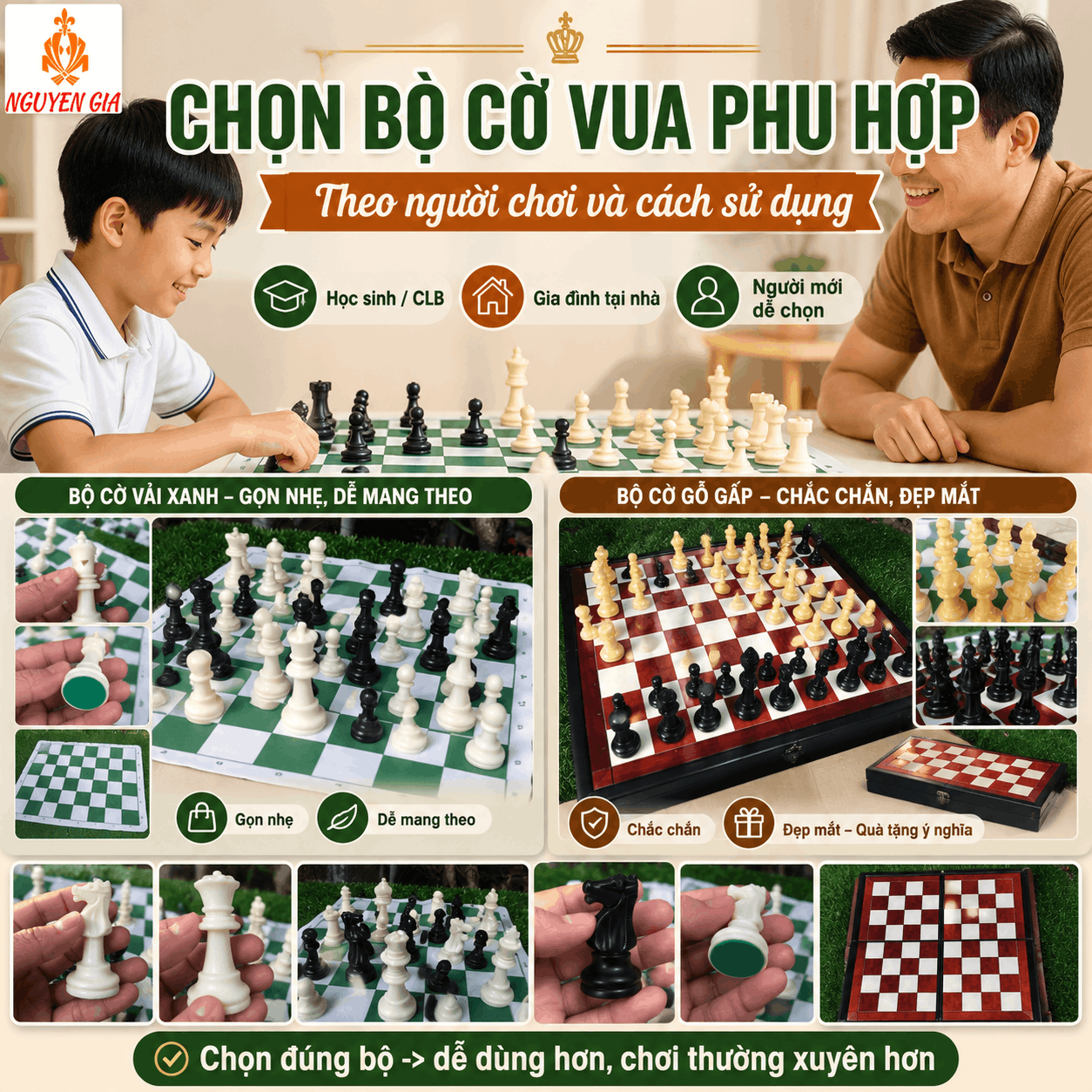 Chọn Bộ Cờ Vua Phù Hợp: Bàn Da, Bàn Gỗ, Quân PP Hay Mica?