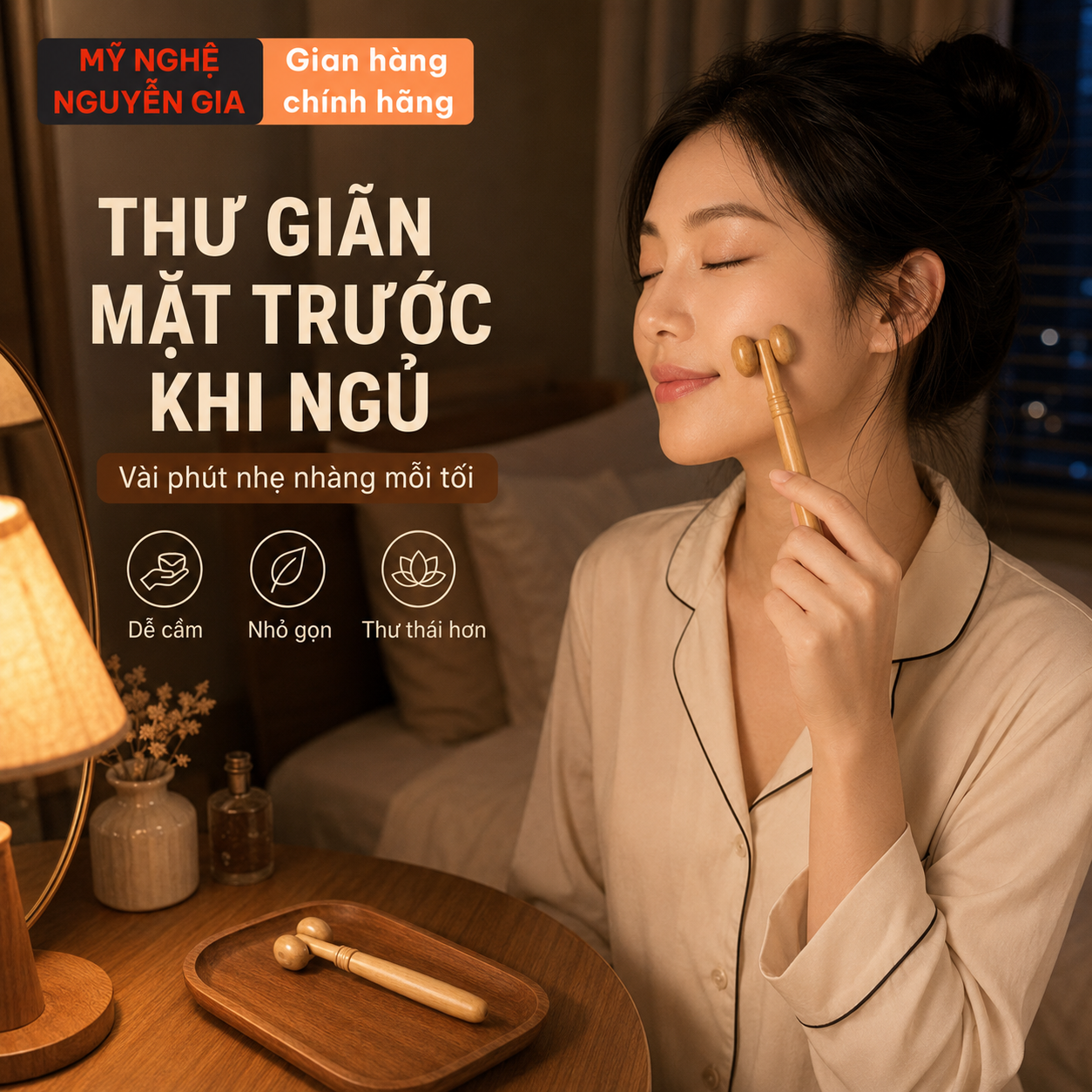 Cây Lăn Massage Mặt Bằng Gỗ: Cách Lăn Má, Cằm, Trán Đúng Chiều