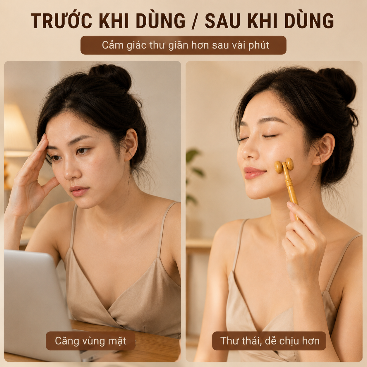 Cây Lăn Massage Mặt Bằng Gỗ: Cách Lăn Má, Cằm, Trán Đúng Chiều