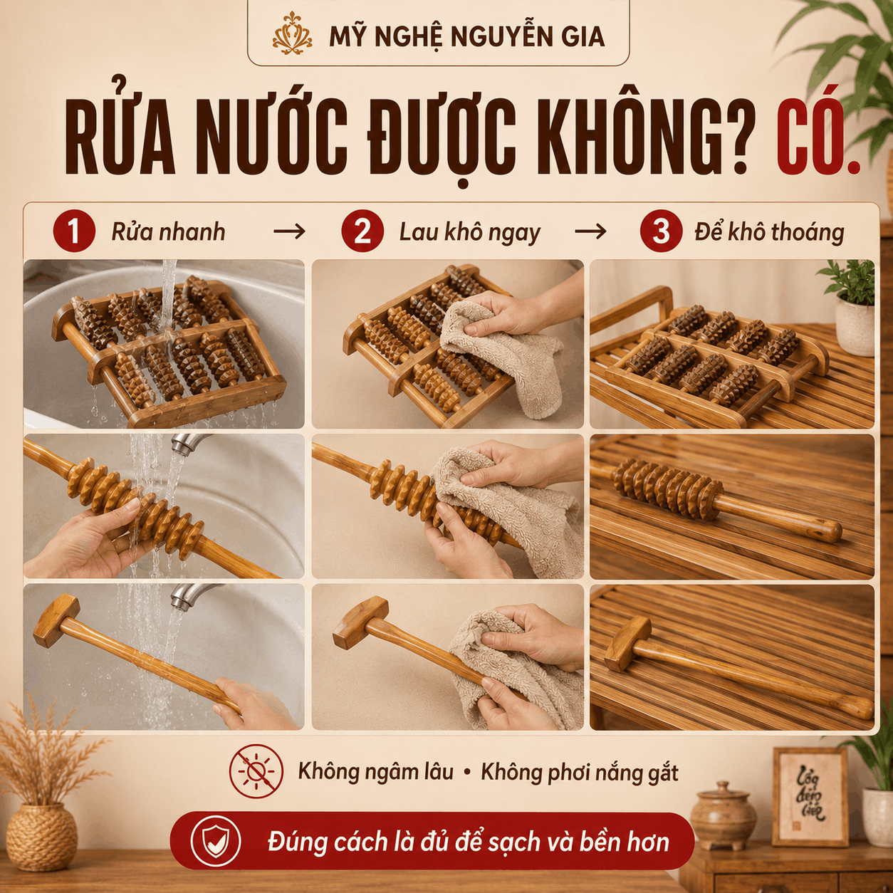 Dụng Cụ Massage Gỗ C&oacute; Cần Vệ Sinh Kh&ocirc;ng? C&aacute;ch Lau Rửa V&agrave; Cất Cho Sạch, Dễ D&ugrave;ng L&acirc;u D&agrave;i