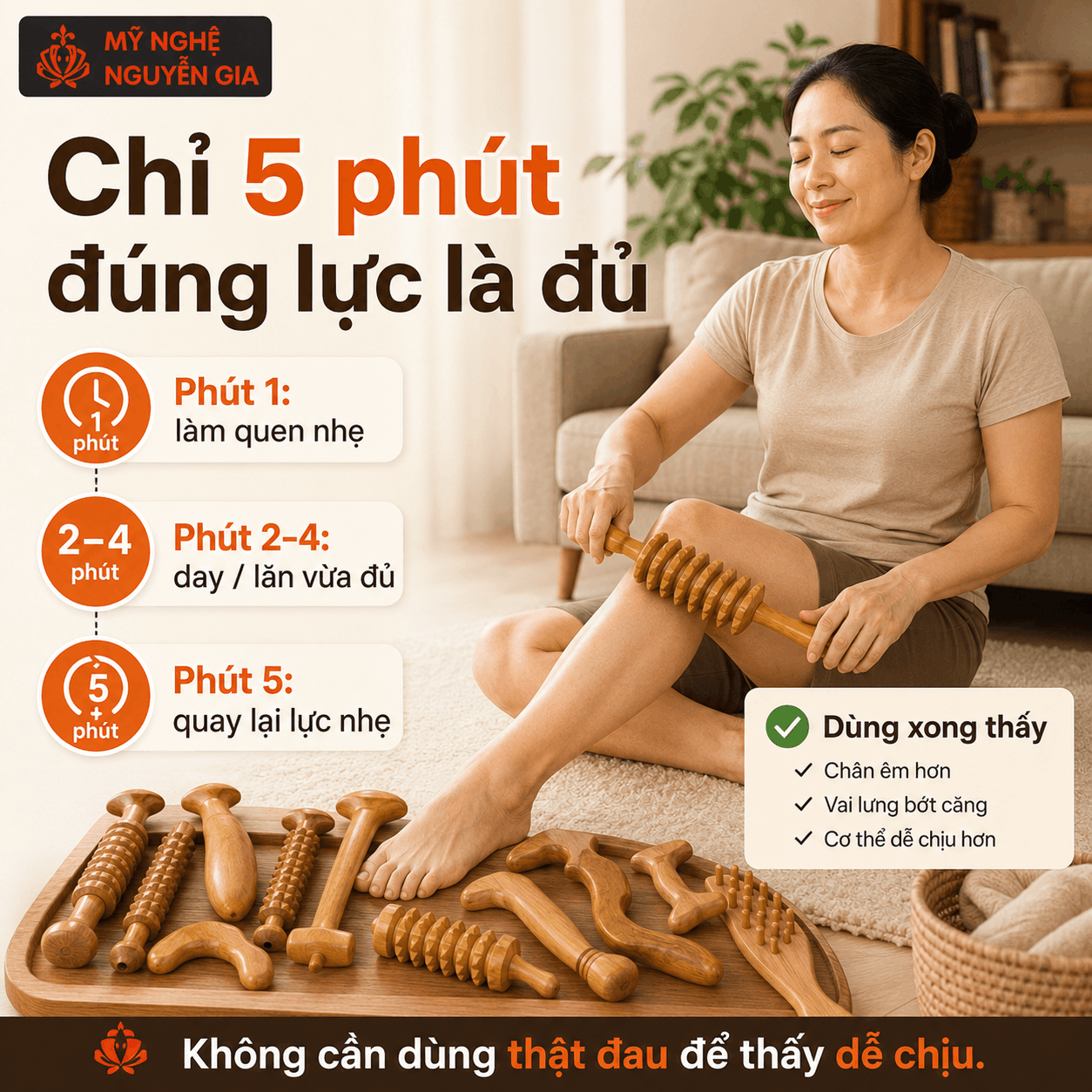 Mới Nhận Dụng Cụ Massage Gỗ: Dùng Lực Thế Nào Để Êm, Không Bị Đau Thêm?