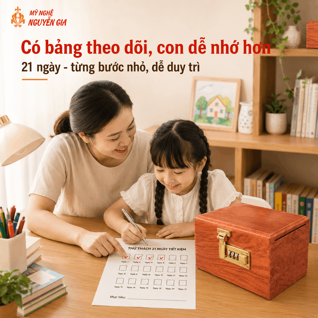 21 Ngày Cùng Con Tiết Kiệm: Bảng Theo Dõi Dễ Làm