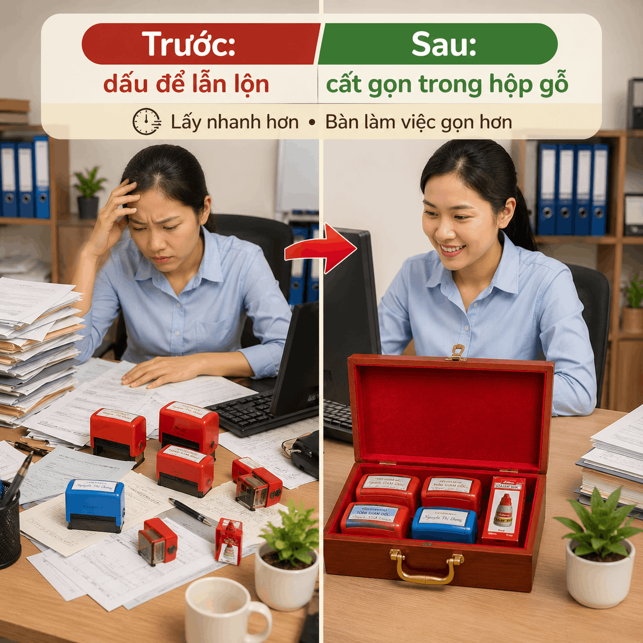 Hộp Đựng Con Dấu Công Ty Bằng Gỗ – Nhỏ Gọn, Có Khóa