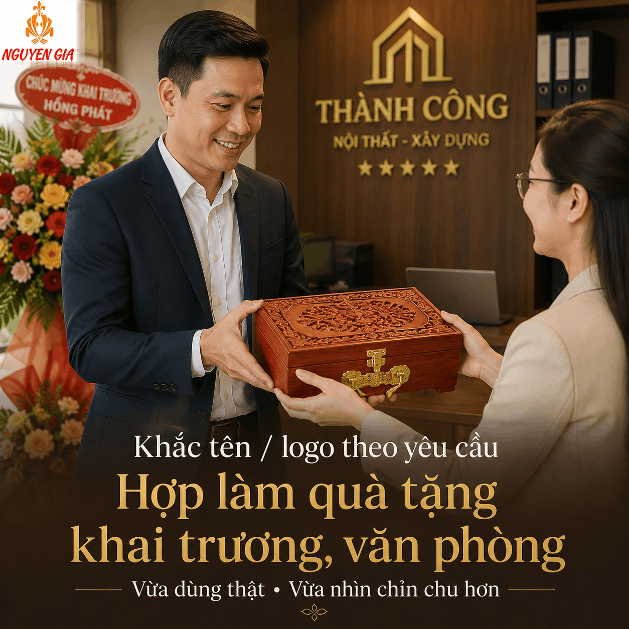 Hộp Đựng Con Dấu Công Ty Bằng Gỗ – Nhỏ Gọn, Có Khóa