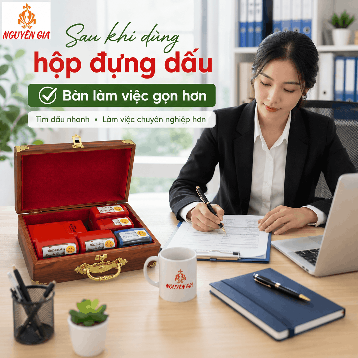 Hộp Đựng Con Dấu Công Ty Bằng Gỗ – Nhỏ Gọn, Có Khóa