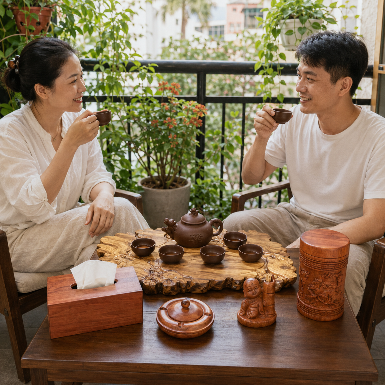 Hộp tăm gỗ và gạt tàn gỗ - Những món nhỏ giúp bàn trà gọn hơn