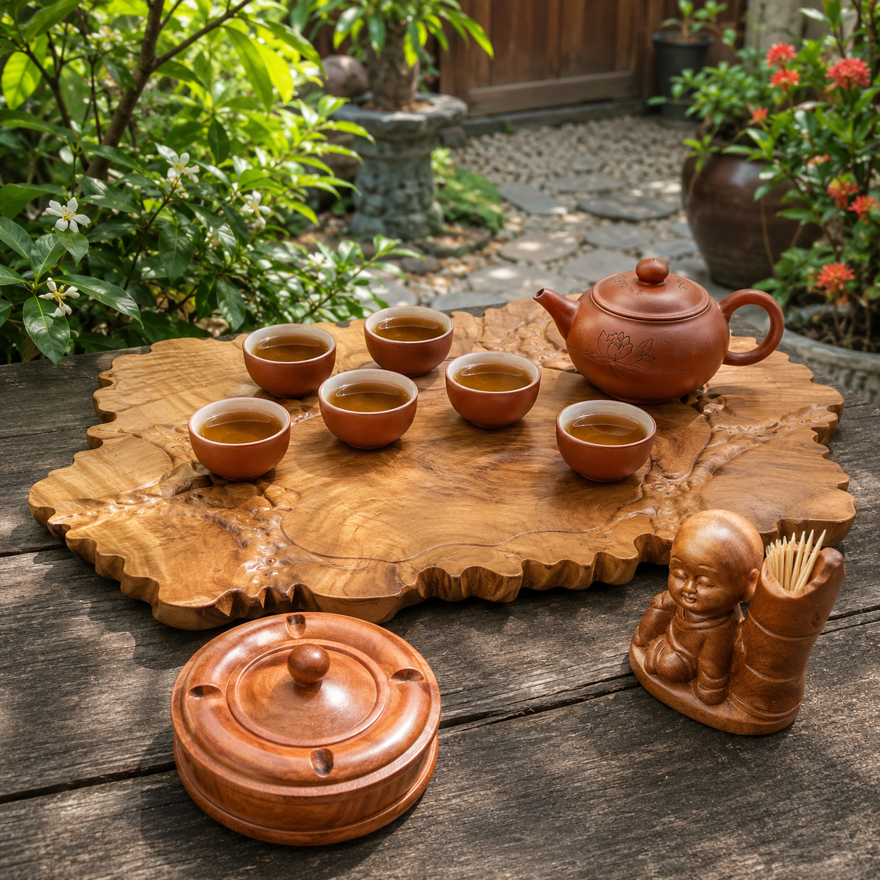 Hộp tăm gỗ và gạt tàn gỗ - Những món nhỏ giúp bàn trà gọn hơn