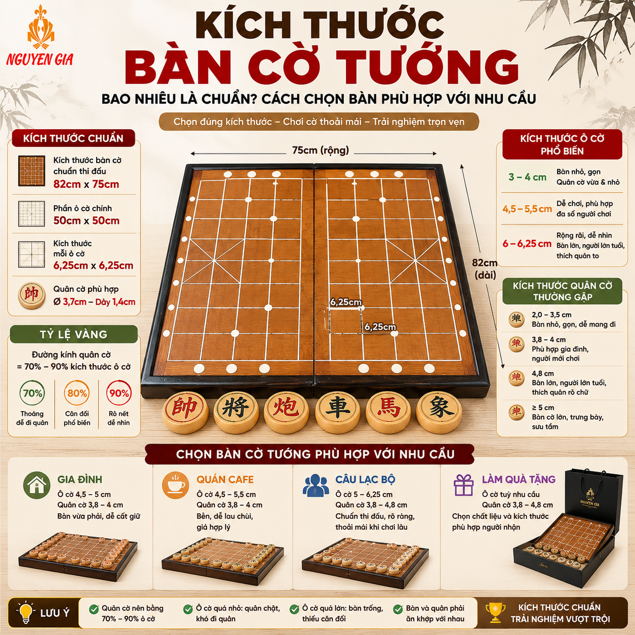 Kích thước bàn cờ tướng - Hướng Dẫn Chọn Bàn Cờ Tướng Phù Hợp