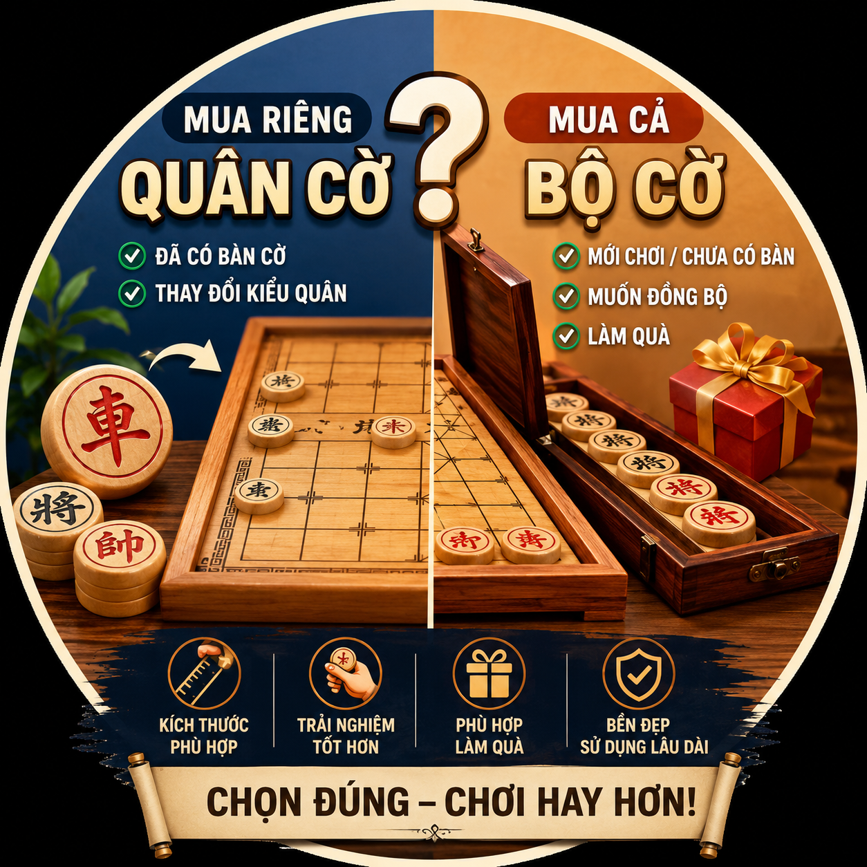 N&ecirc;n mua ri&ecirc;ng qu&acirc;n cờ hay mua cả bộ cờ tướng?