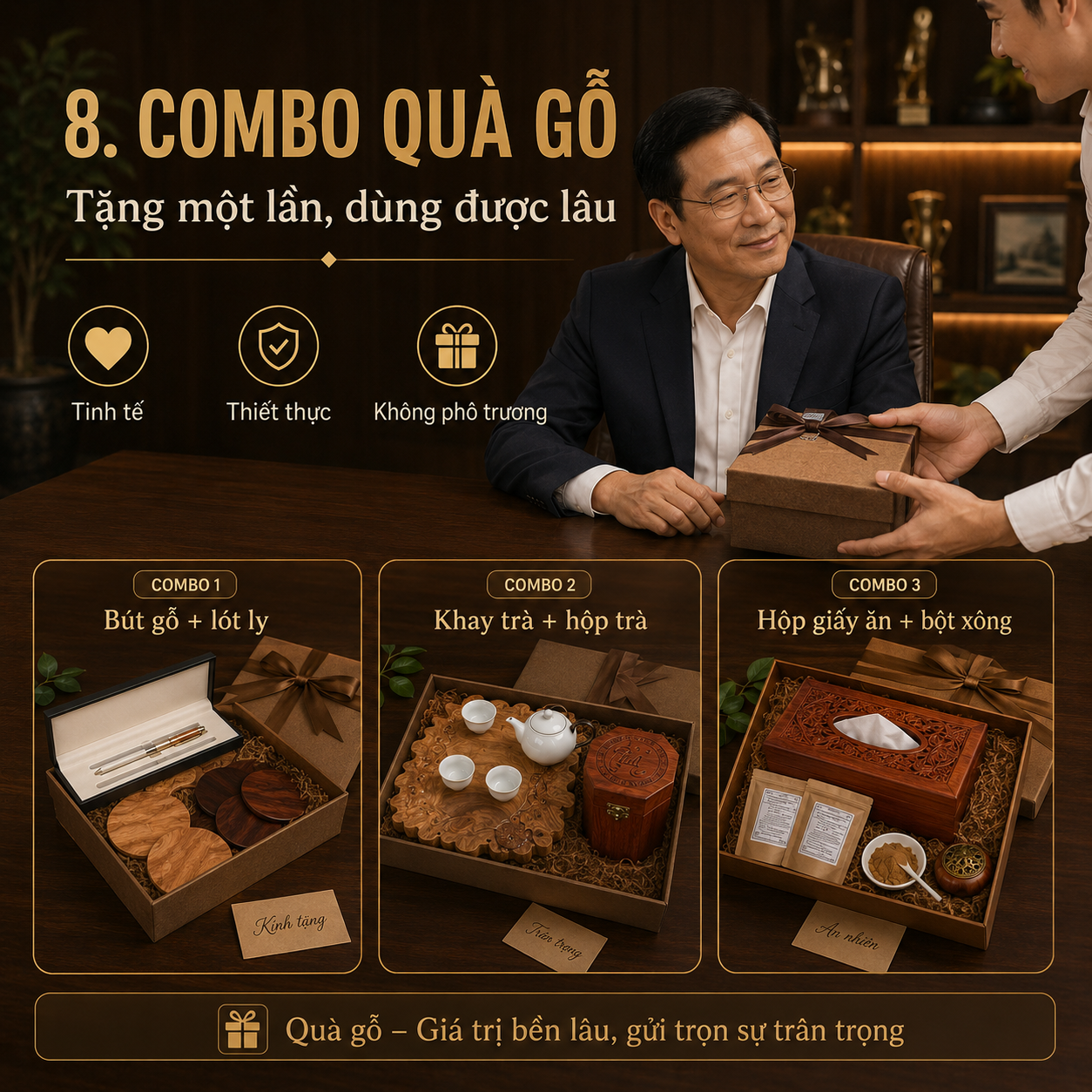 Qu&agrave; Tặng Sếp Nam Bằng Gỗ N&ecirc;n Chọn G&igrave; Cho Tinh Tế?