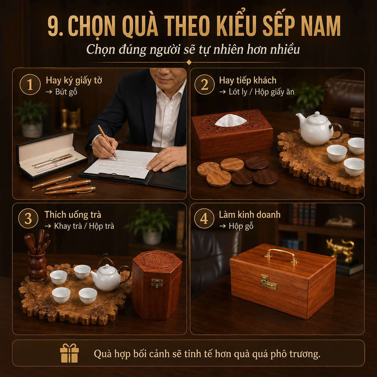 Qu&agrave; Tặng Sếp Nam Bằng Gỗ N&ecirc;n Chọn G&igrave; Cho Tinh Tế?