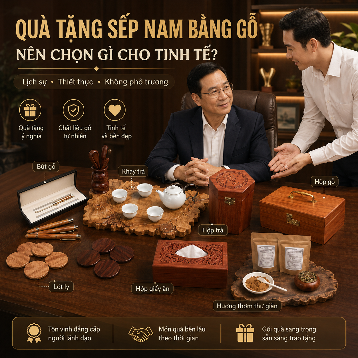 Qu&agrave; Tặng Sếp Nam Bằng Gỗ N&ecirc;n Chọn G&igrave; Cho Tinh Tế?