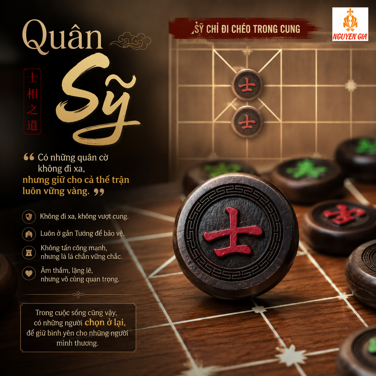 Qu&acirc;n Sỹ trong cờ tướng - C&aacute;ch đi, vai tr&ograve; v&agrave; b&agrave;i học về sự hy sinh thầm lặng