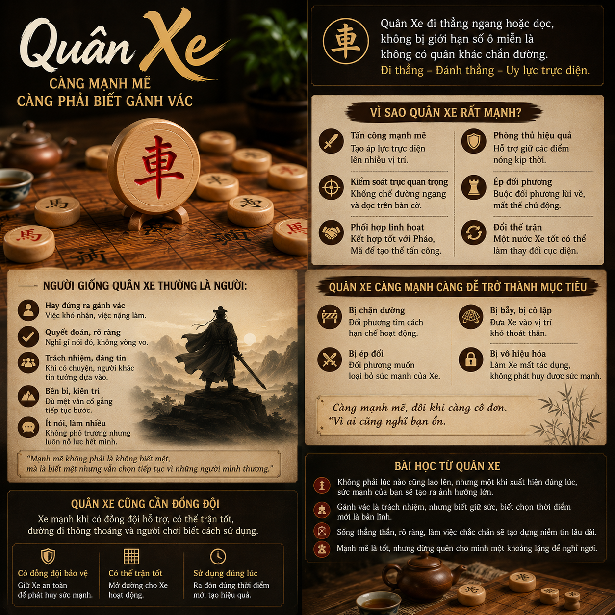 Qu&acirc;n Xe trong cờ tướng - C&aacute;ch đi, sức mạnh v&agrave; b&agrave;i học về g&aacute;nh v&aacute;c