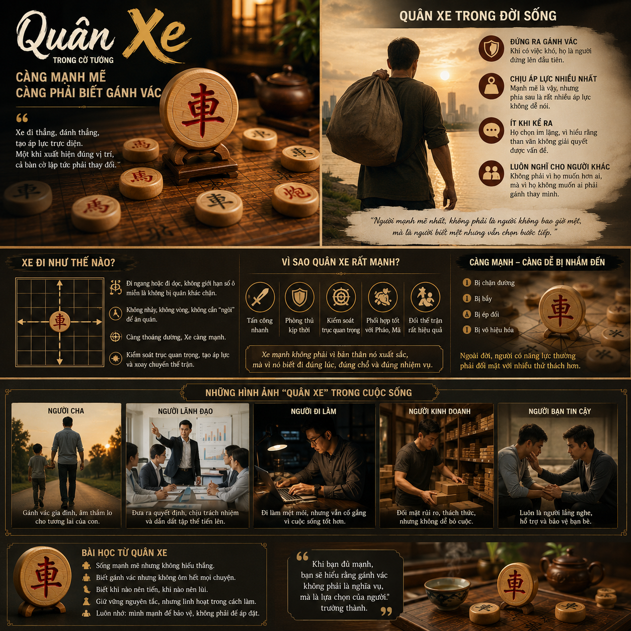 Qu&acirc;n Xe trong cờ tướng - C&aacute;ch đi, sức mạnh v&agrave; b&agrave;i học về g&aacute;nh v&aacute;c