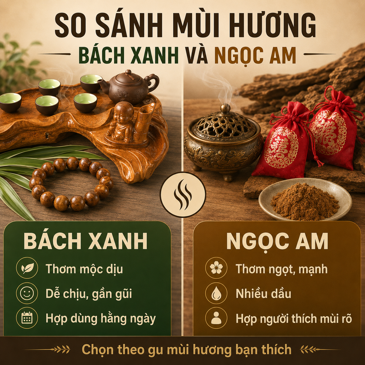 So Sánh Gỗ Bách Xanh Và Ngọc Am: Loại Nào Thơm, Bền Và Dễ Dùng Hơn?