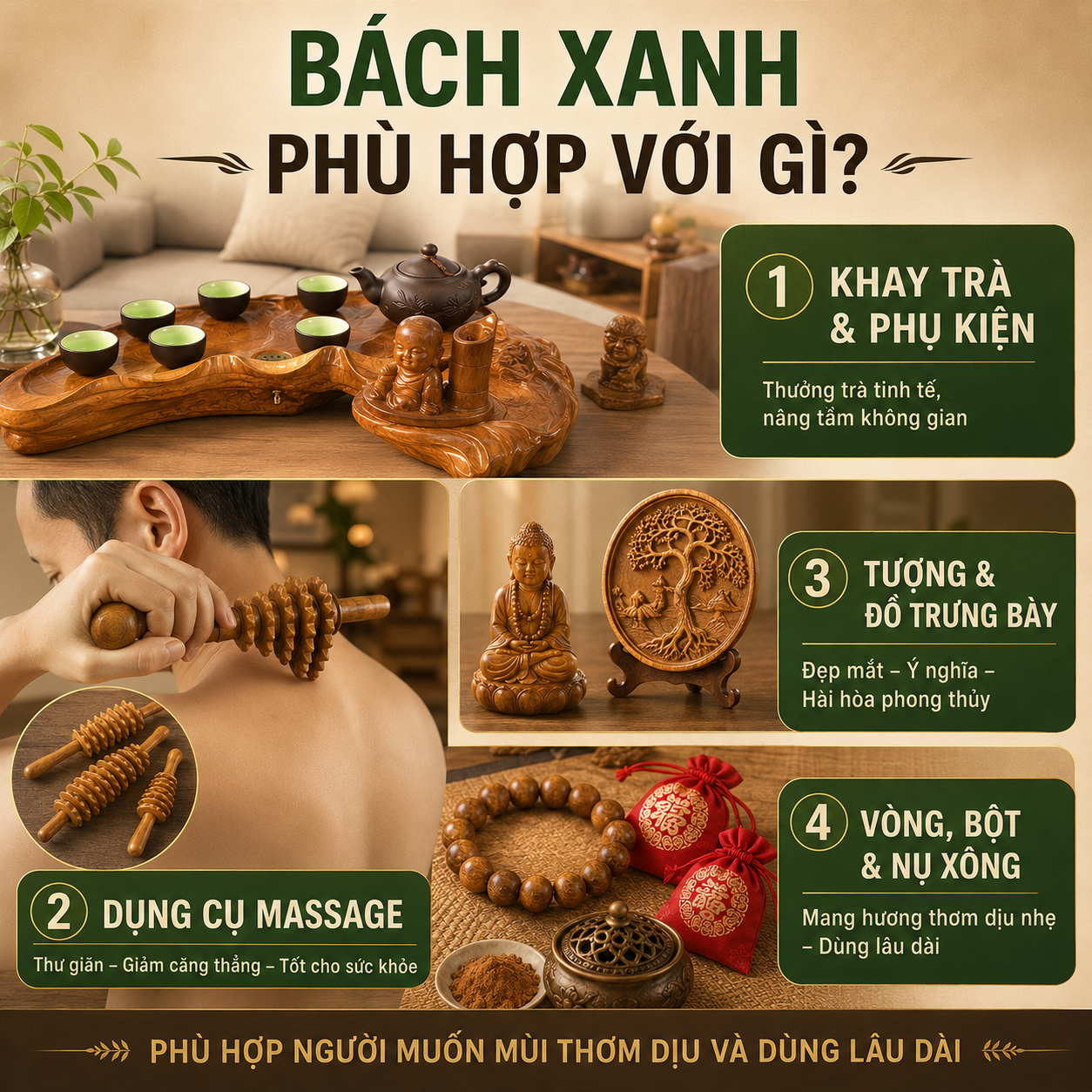 So Sánh Gỗ Bách Xanh Và Ngọc Am: Loại Nào Thơm, Bền Và Dễ Dùng Hơn?