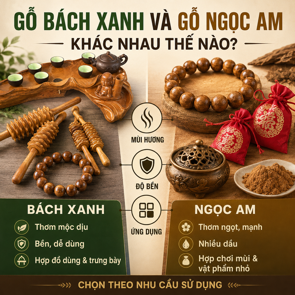 So Sánh Gỗ Bách Xanh Và Ngọc Am: Loại Nào Thơm, Bền Và Dễ Dùng Hơn?