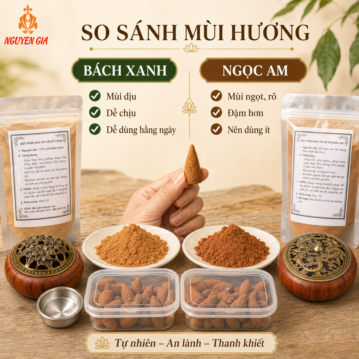 Xông Phòng Thờ Nên Dùng Bột Bách Xanh Hay Ngọc Am Để Thơm Nhẹ?