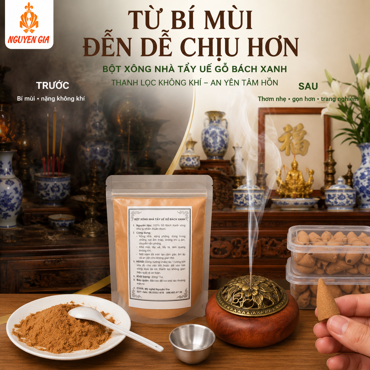 Xông Phòng Thờ Nên Dùng Bột Bách Xanh Hay Ngọc Am Để Thơm Nhẹ?