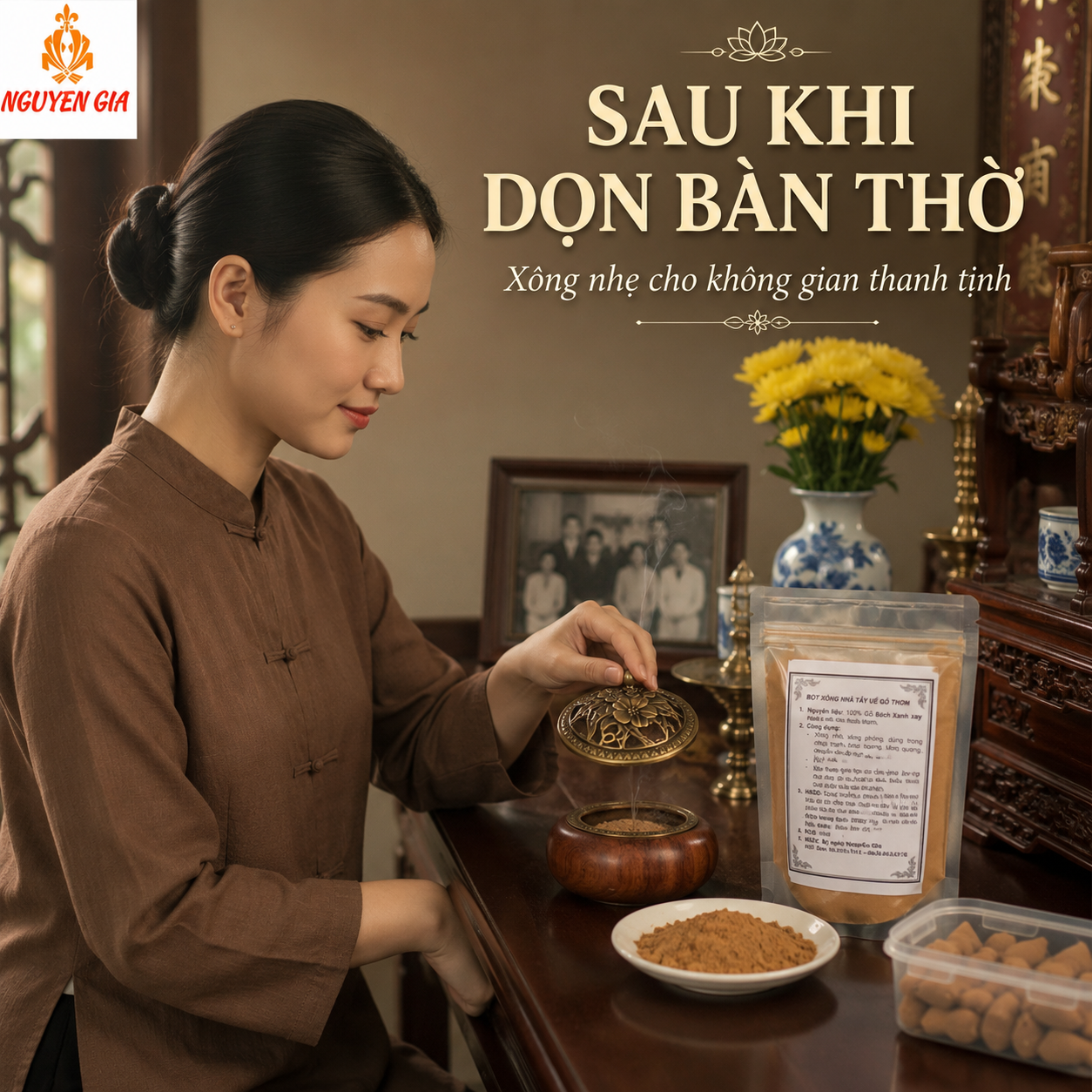 Xông Phòng Thờ Nên Dùng Bột Bách Xanh Hay Ngọc Am Để Thơm Nhẹ?