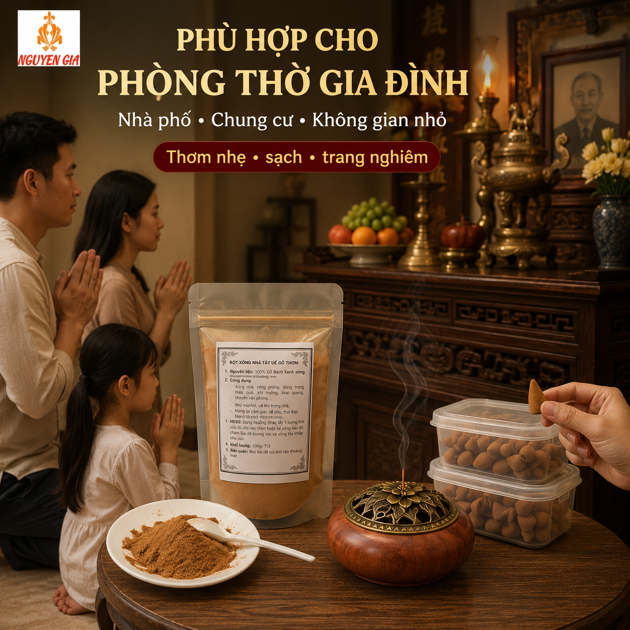 Xông Phòng Thờ Nên Dùng Bột Bách Xanh Hay Ngọc Am Để Thơm Nhẹ?
