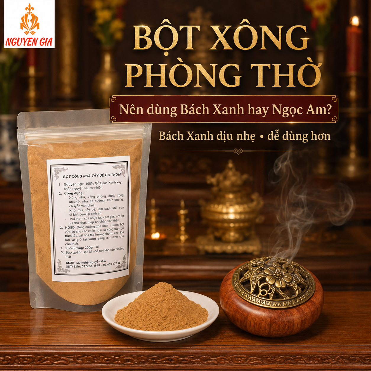 Xông Phòng Thờ Nên Dùng Bột Bách Xanh Hay Ngọc Am Để Thơm Nhẹ?