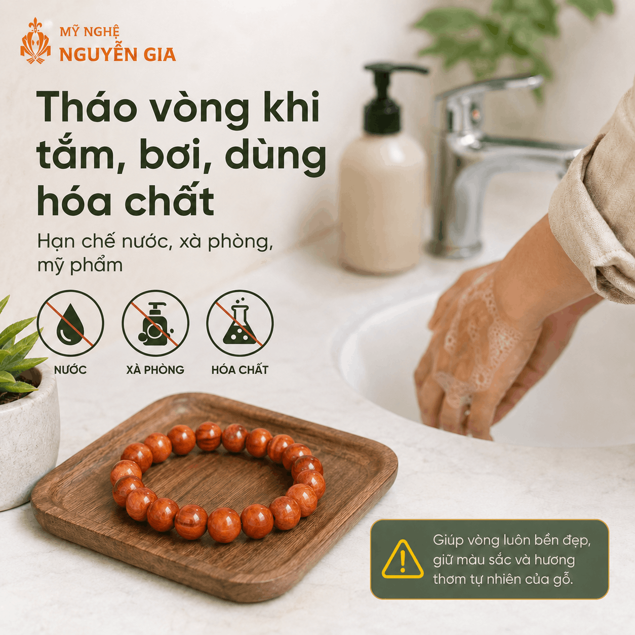 Hướng Dẫn Sử Dụng V&agrave; Bảo Quản V&ograve;ng Tay Gỗ Sau Khi Nhận H&agrave;ng