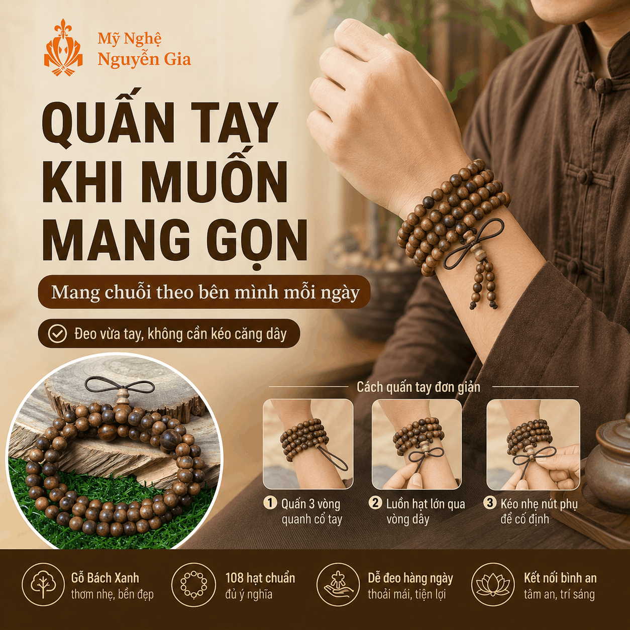 Cách Đeo Chuỗi 108 Hạt: Quấn Tay, Đeo Cổ Hay Dùng Khi Niệm Phật?