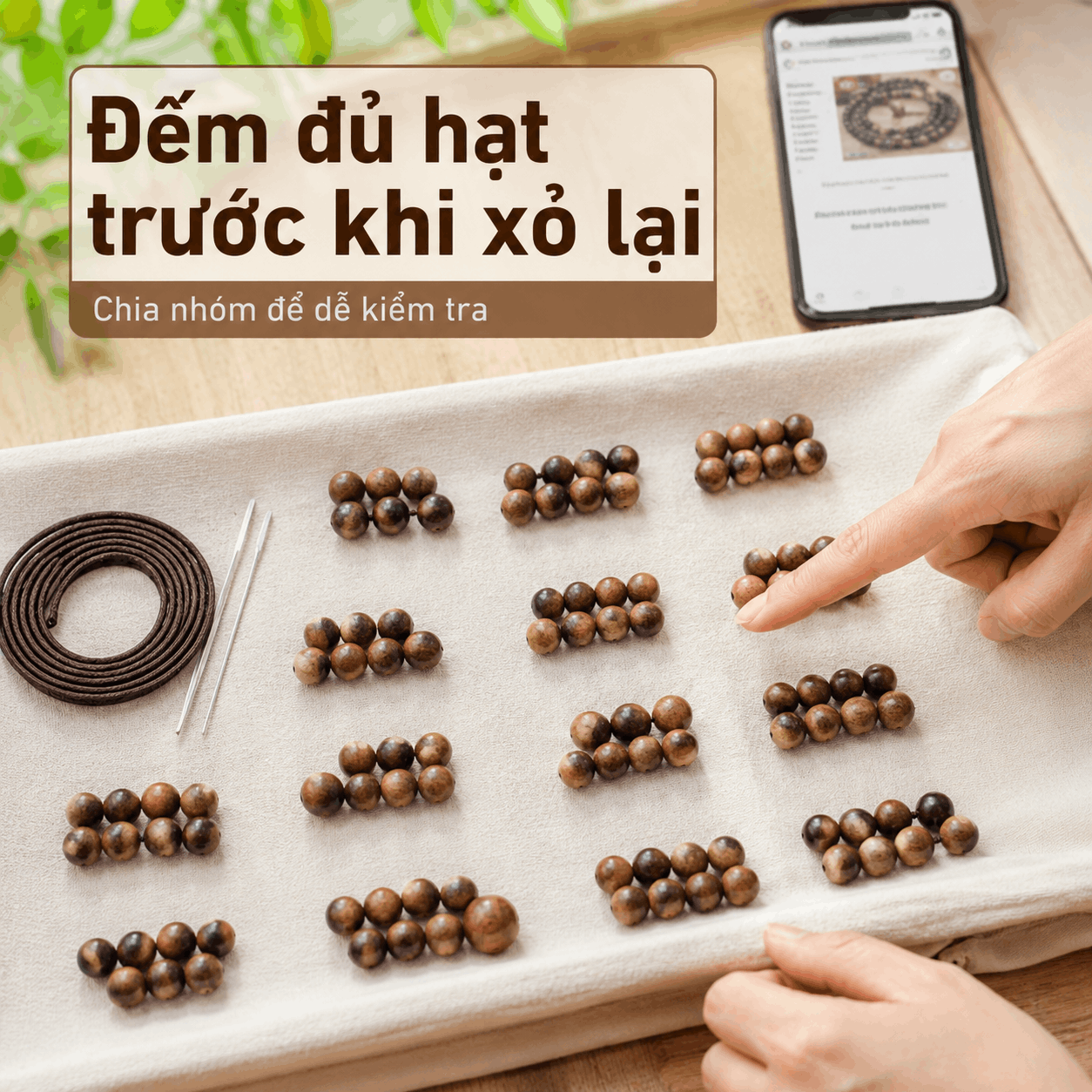 C&aacute;ch Xỏ Chuỗi 108 Hạt V&agrave; Thắt N&uacute;t D&acirc;y Chuỗi Hạt