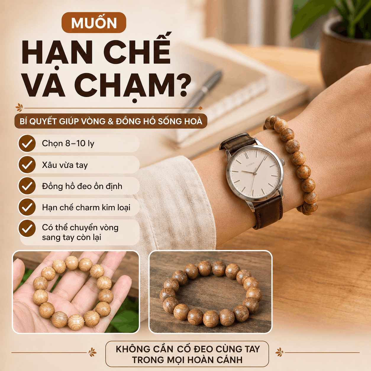 C&oacute; N&ecirc;n Đeo V&ograve;ng V&agrave; Đồng Hồ C&ugrave;ng Tay? C&aacute;ch Đeo Kh&ocirc;ng Cộm, Hạn Chế Va Chạm
