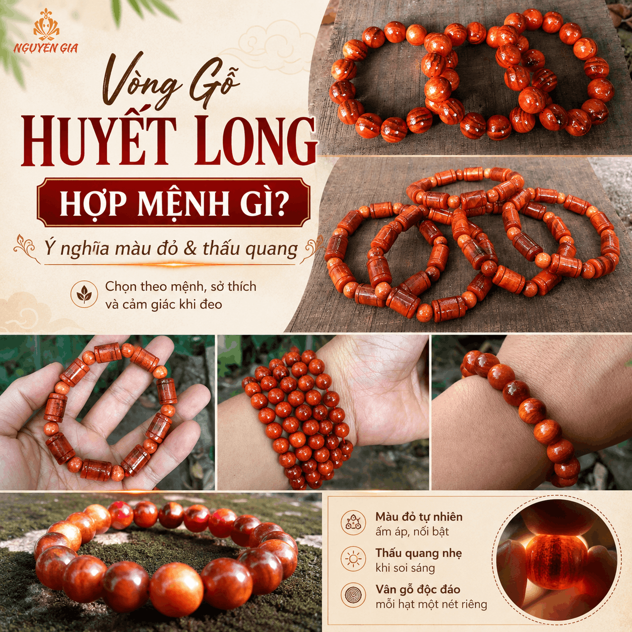 V&ograve;ng Gỗ Huyết Long Hợp Mệnh G&igrave;? &Yacute; Nghĩa M&agrave;u Đỏ V&agrave; Thấu Quang