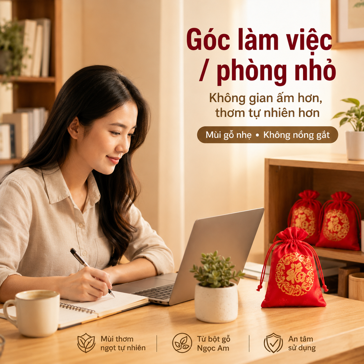 Gỗ Thơm Để Xe Ô Tô Ngọc Am – Túi Thơm Set 5 Túi