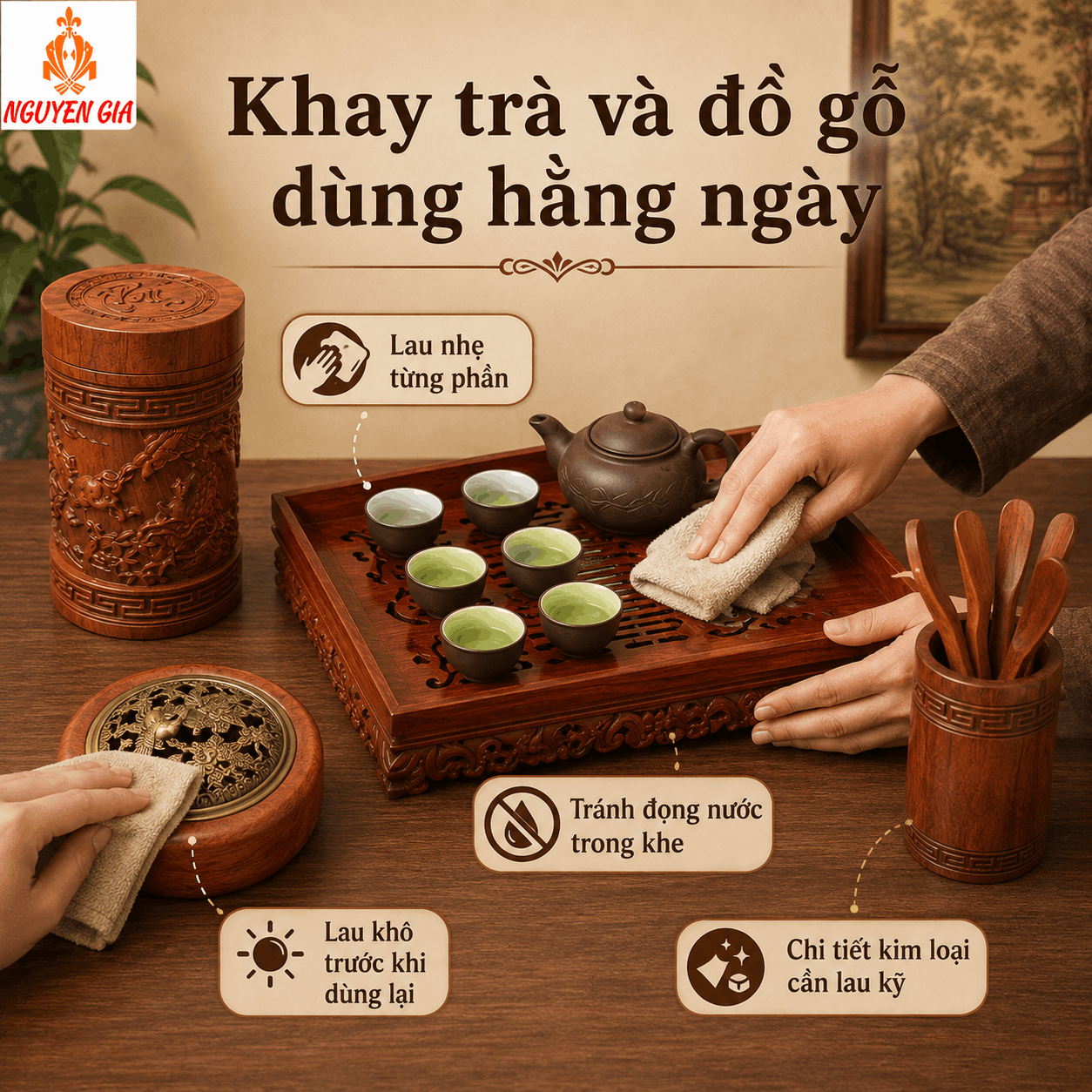 C&aacute;ch vệ sinh tượng gỗ v&agrave; bảo quản đồ gỗ mỹ nghệ đ&uacute;ng c&aacute;ch