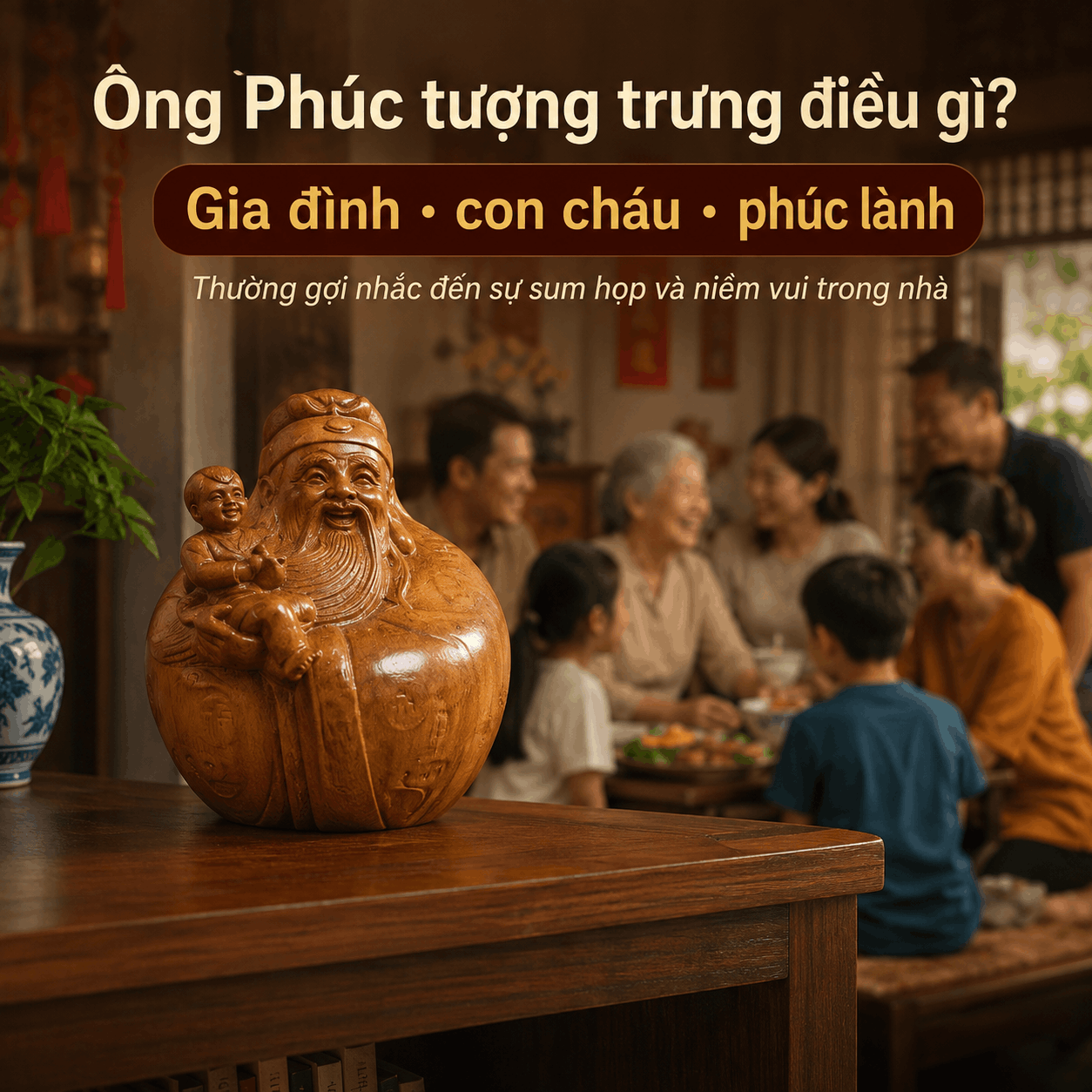 Ph&uacute;c Lộc Thọ l&agrave; g&igrave;? &Yacute; nghĩa tượng Tam Đa bằng gỗ