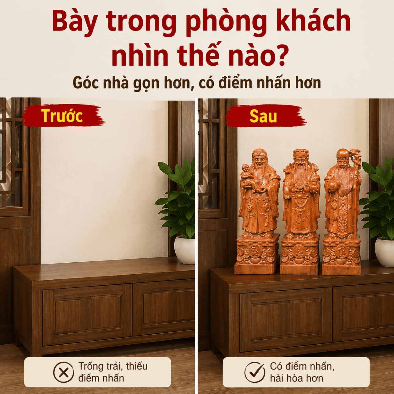 Ph&uacute;c Lộc Thọ l&agrave; g&igrave;? &Yacute; nghĩa tượng Tam Đa bằng gỗ