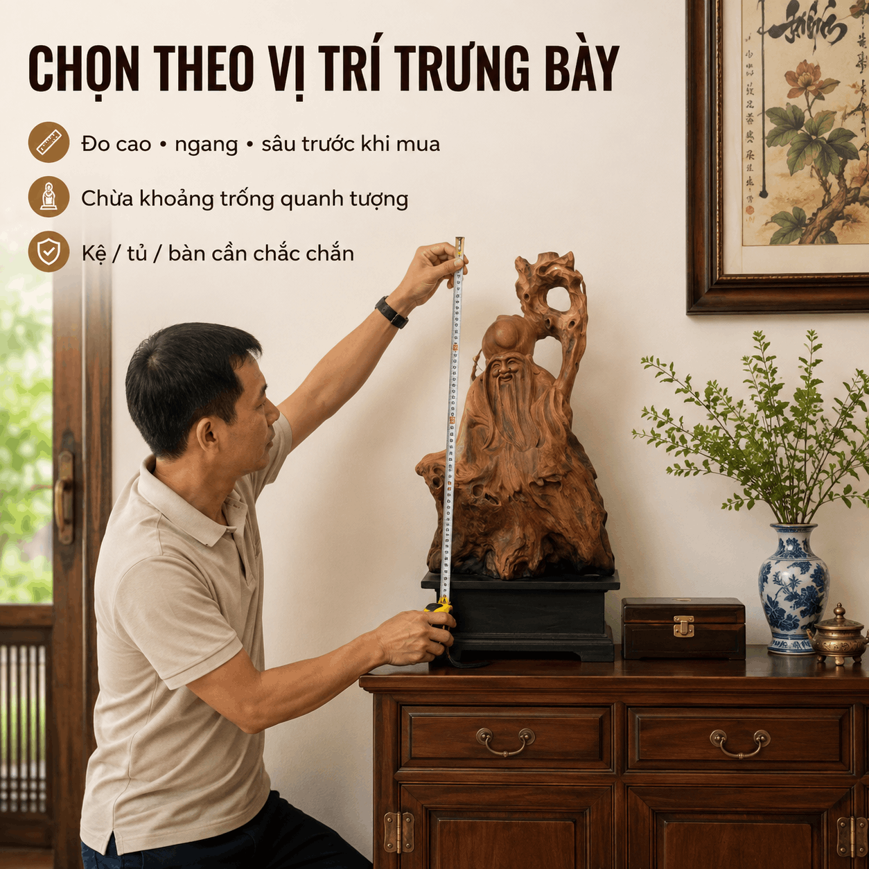 Tượng &ocirc;ng Thọ bằng gỗ