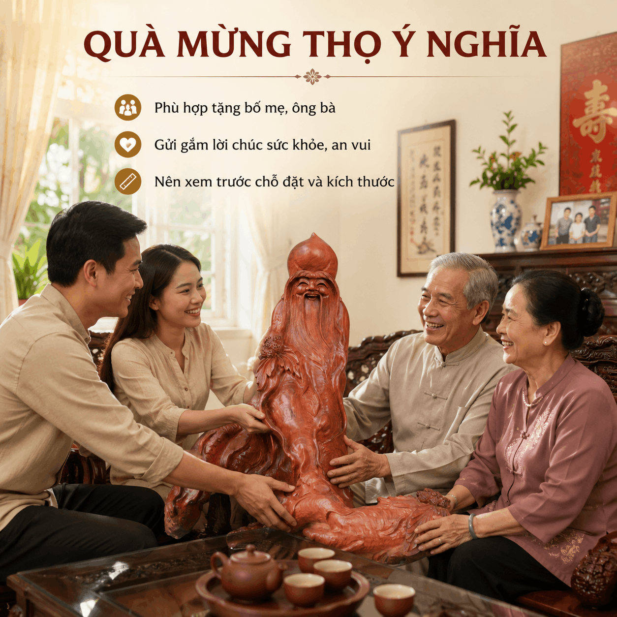 Tượng &ocirc;ng Thọ bằng gỗ