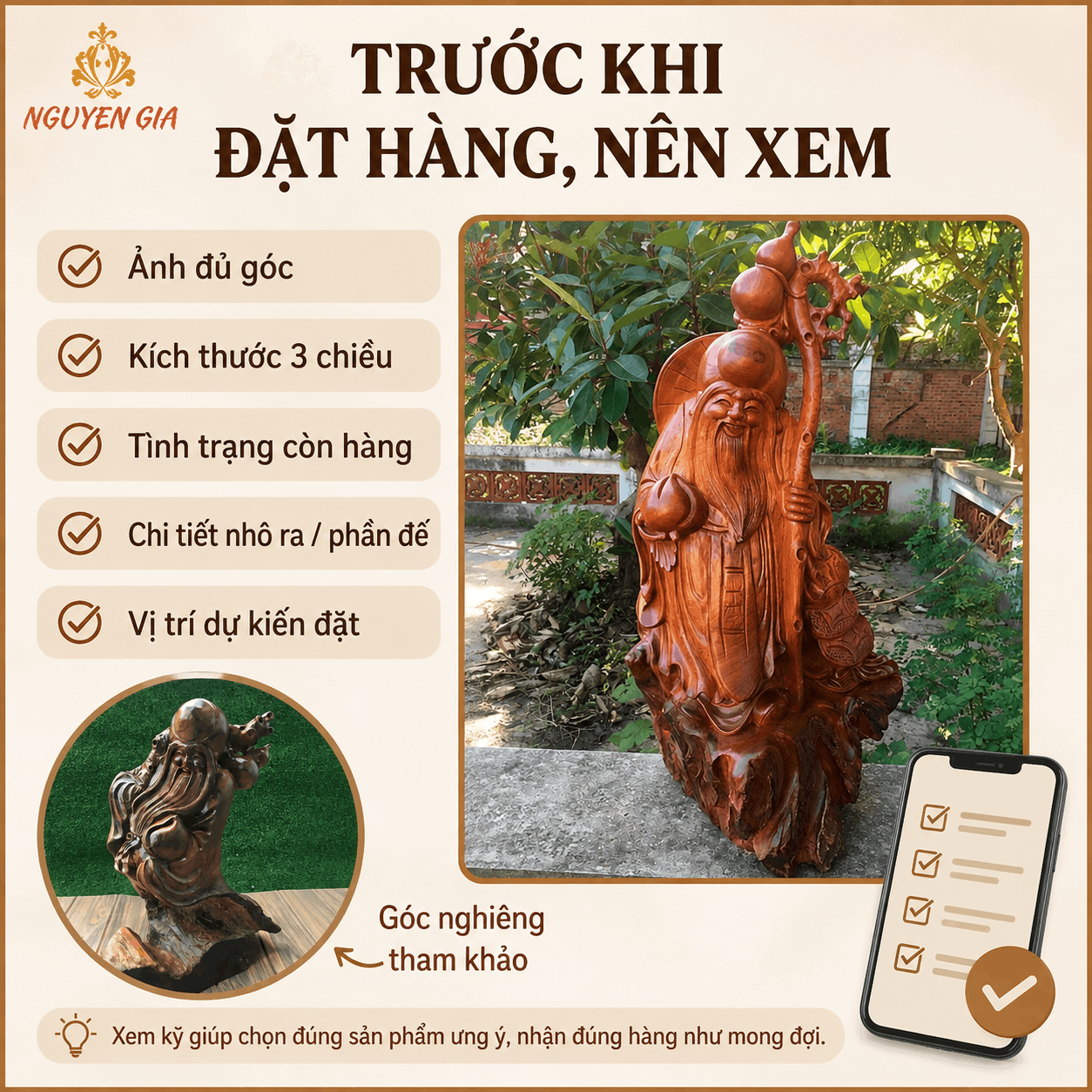 Tượng &ocirc;ng Thọ bằng gỗ