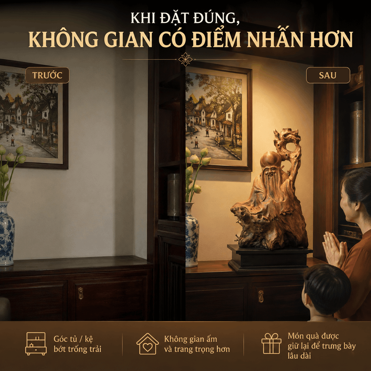 Tượng &ocirc;ng Thọ bằng gỗ