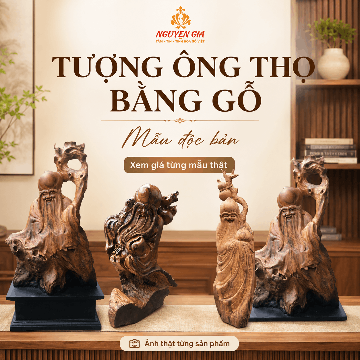 Tượng &ocirc;ng Thọ bằng gỗ